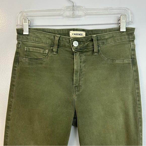 L'AGENCE Margo Olive Green Skinny Mid Rise Cropped Ankle Jeans Size 28 - Picture 3 of 12